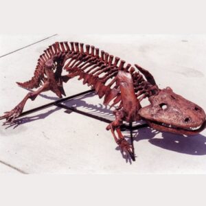 Eryops megacephalus skeleton replica is 66.0 x 35.4 x 79.9 in., museum-quality polyurethane resin cast of a AMNH specimen.